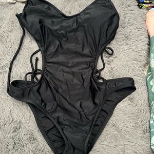 Stylish Black One Piece Swimsuit